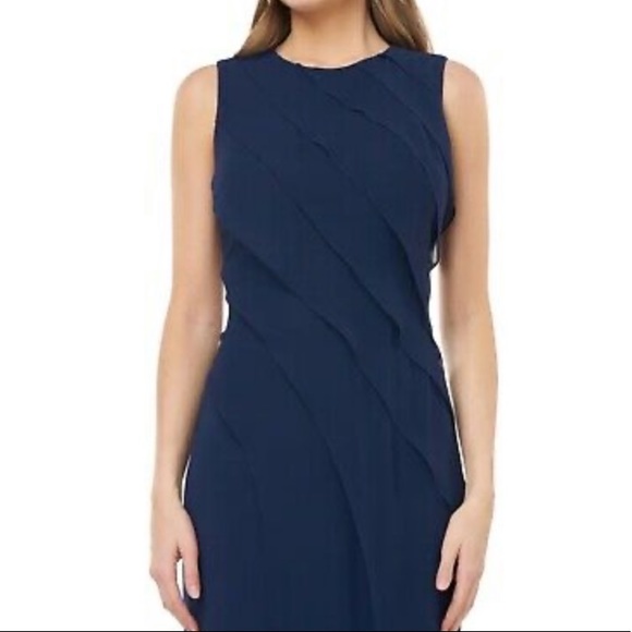 NWOT Carmen Marc Valvo Asymmetrical Chiffon Gown - Picture 4 of 14